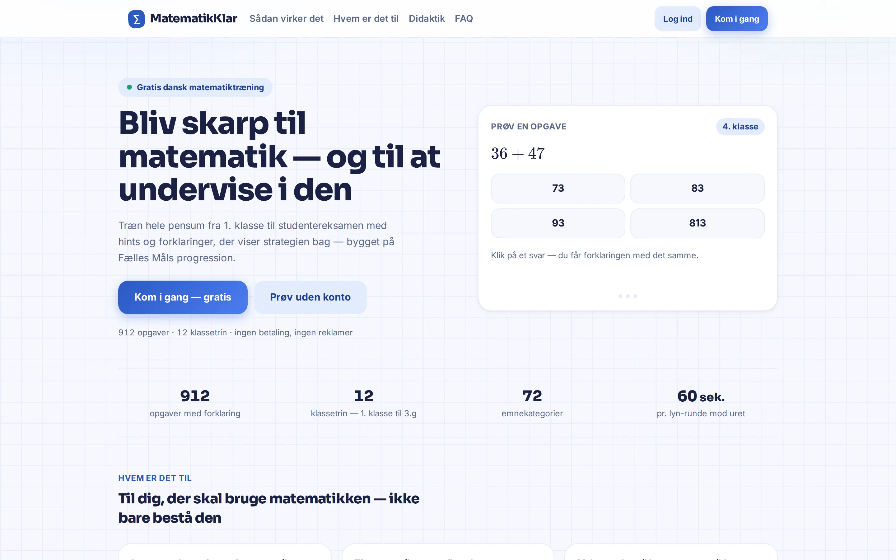 Forside af MatematikKlar med en prøveopgave